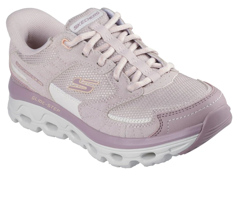 Skechers Women's Glide-Step Sole Paradise Valley Sneaker, Pink Leather/Synthetic/Textile, 4.5 UK