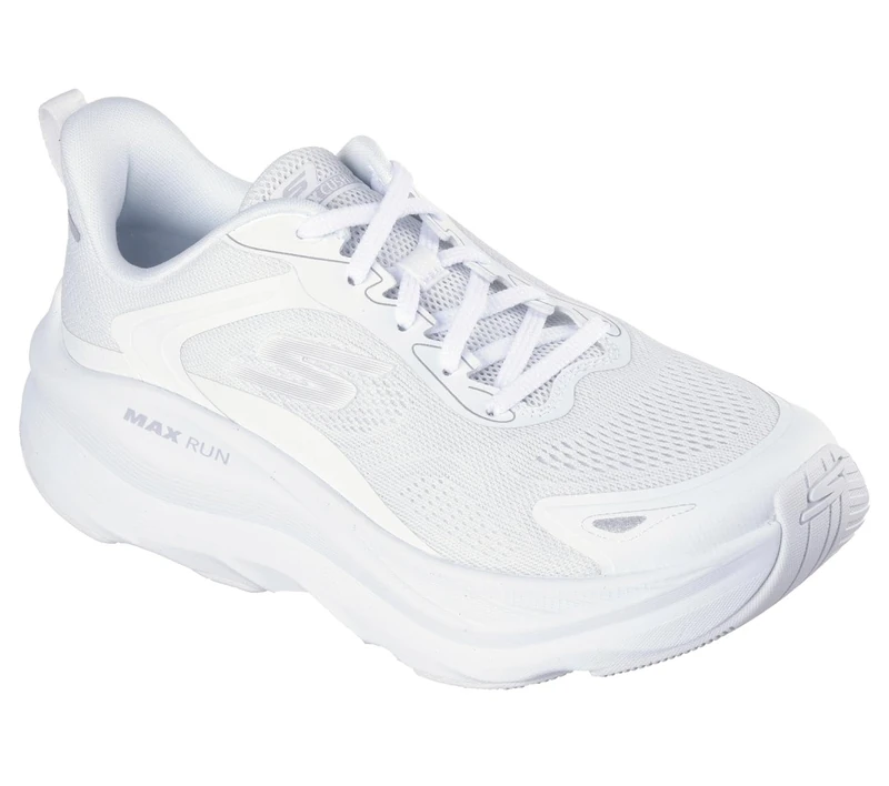 Skechers Women's Max Run Pacewave Sneaker, White Synthetic/Trim, 8 UK