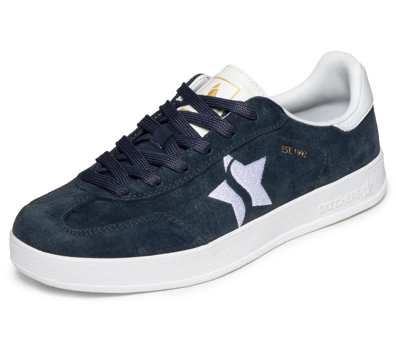 Skechers Women's Academy Court Charm Sneaker, Navy Leather/Trim, 6 UK