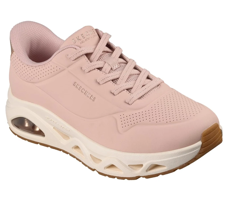 Skechers Women's Uno Glide-Step Glide On Air Sneaker, Blush Durabuck/Rose Gold Trim, 4 UK