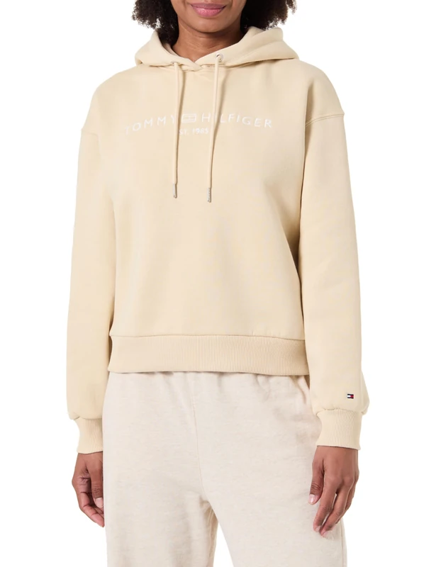Tommy Hilfiger Women's Corp Logo Mdrn Hoodie Ww0Ww47832, BEIGE, XXS