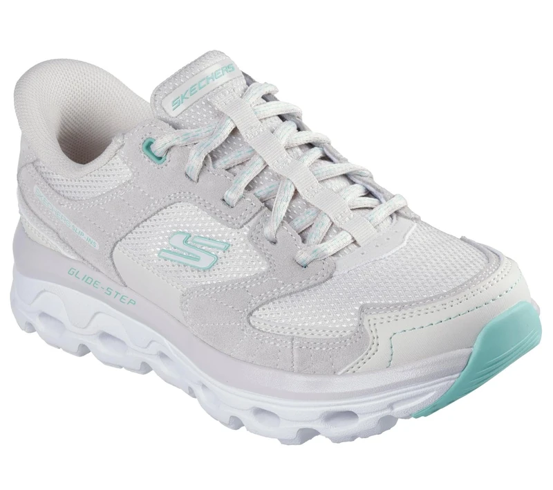 Skechers Women's Glide-Step Sole Paradise Valley Sneaker, Taupe Leather/Synthetic/Multi Textile, 4 UK