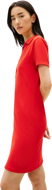 Tommy Hilfiger Women's Slim Open Nk Polo Dress Ss Ww0Ww42567, Orange, XS