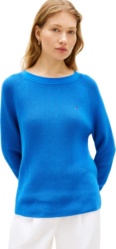 Tommy Hilfiger Women's Co Cardi Fine Gg Ls Boat-Nk SWT Ww0Ww44975, Blue, S