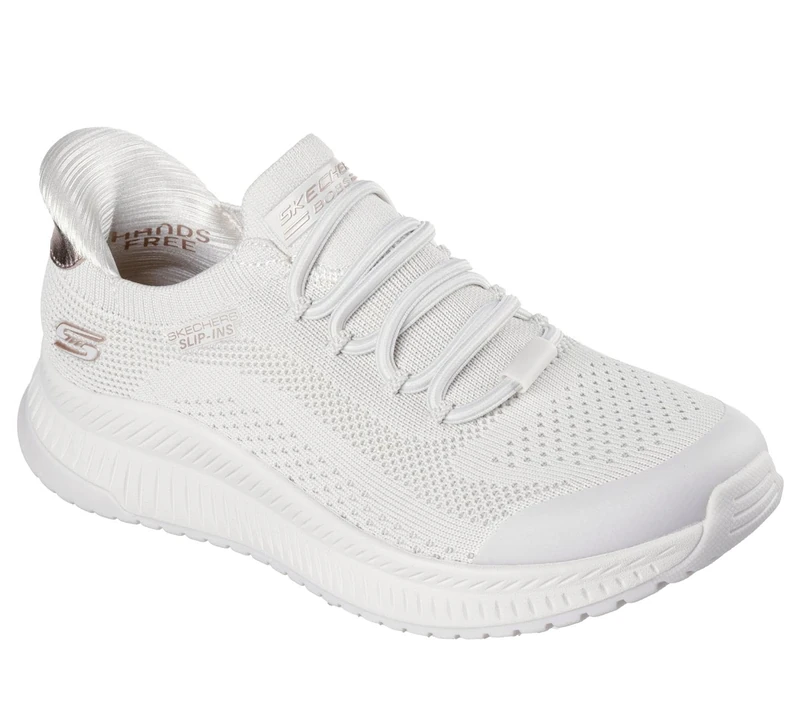 Skechers Women's Bobs Squad 4 Dire Step Slip-On Sneakers, Off White Engineered Knit, 8 UK