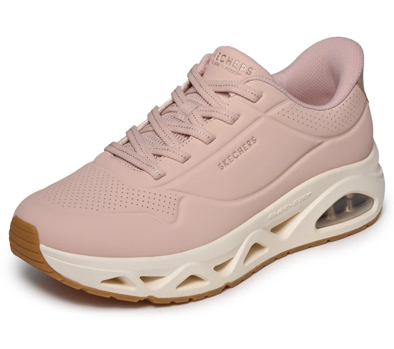 Skechers Women's Uno Glide-Step Glide On Air Sneaker, Blush Durabuck/Rose Gold Trim, 3.5 UK