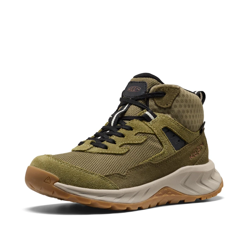 KEEN Unisex-Child Hightrail Mid Waterproof Hiking Boots, Dark Olive/Martini Olive, 6