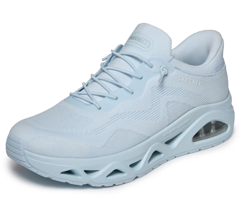 Skechers Women's Uno Glide-Step Air Gliders Sneaker, Light Blue Mesh, 4 UK