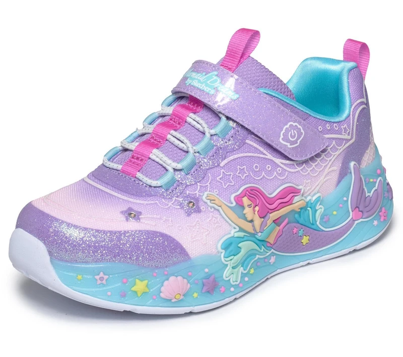 Skechers Girl's Mermaid Dreams Sneakers, Lavender Sparkle Mesh/Multi Trim, 2 UK Child