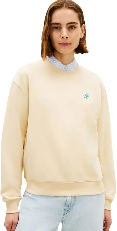 Tommy Hilfiger Women's Th Script Reg Sweatshirt WW0WW48724, BEIGE, L