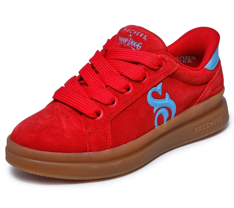Skechers Women's Courtside Cali Girlz Sneaker, Red Suede/Blue Duraleather, 5 UK
