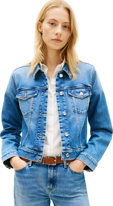 Tommy Hilfiger Women’s Denim Jacket Finn Slim with Chest Pockets, Blue (Finn), XXS