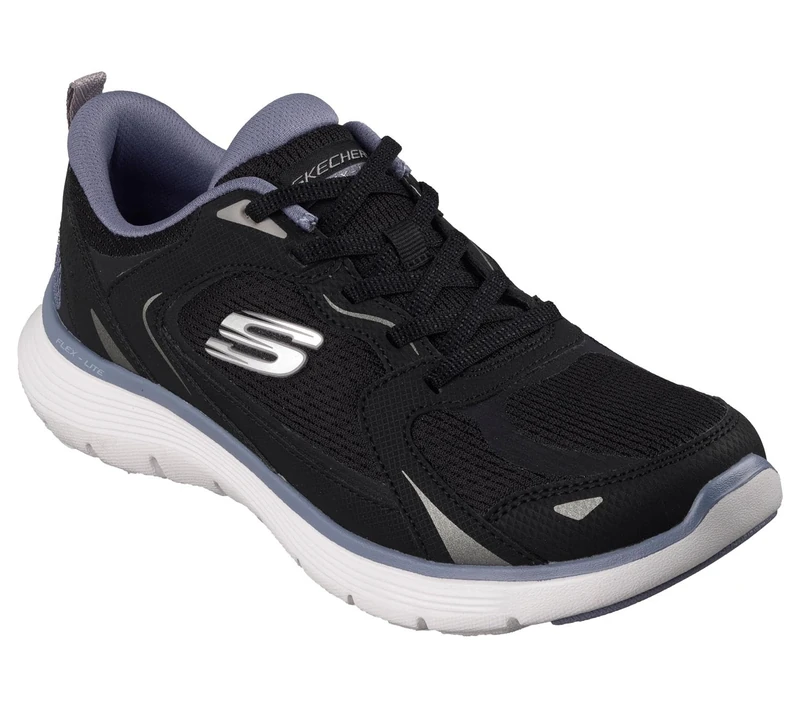 Skechers Women's Flex Appeal 5.0 Retro Rush Sneaker, Black Duraleather/Mesh/Multi Trim, 7.5 UK