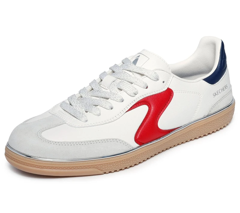 Skechers Women's Hotshot Living Luxe Trainer, White Duraleather/Leather/Navy/Red Trim, 3 UK