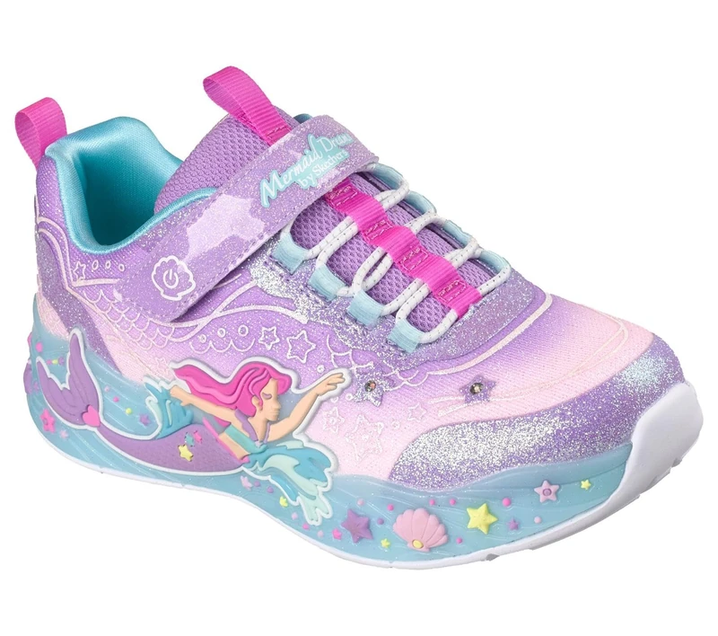 Skechers Girl's Mermaid Dreams Sneakers, Lavender Sparkle Mesh/Multi Trim, 12 UK Child
