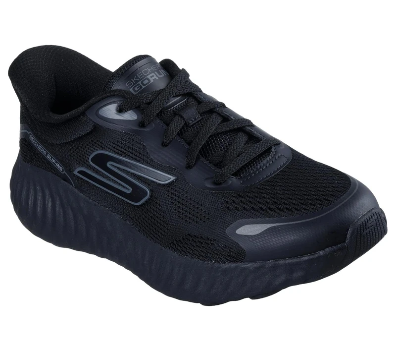 Skechers Women's Go Run Now Regent Sneaker, Black Textile/Black Trim, 4.5 UK