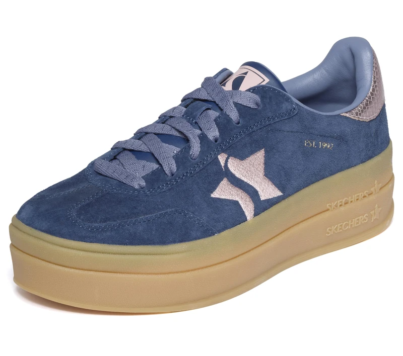 Skechers Women's Academy Hi Elevated Essence Sneaker, Navy Leather/Pink Trim, 6.5 UK - Image 1