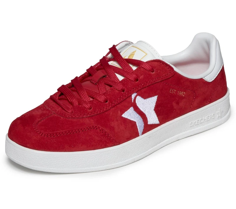 Skechers Women's Academy Court Charm Sneaker, Red Leather/Trim, 7.5 UK