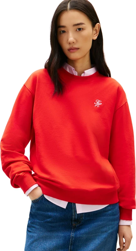 Tommy Hilfiger Women's Th Script Reg Sweatshirt WW0WW48724, ORANGE, S - Image 1