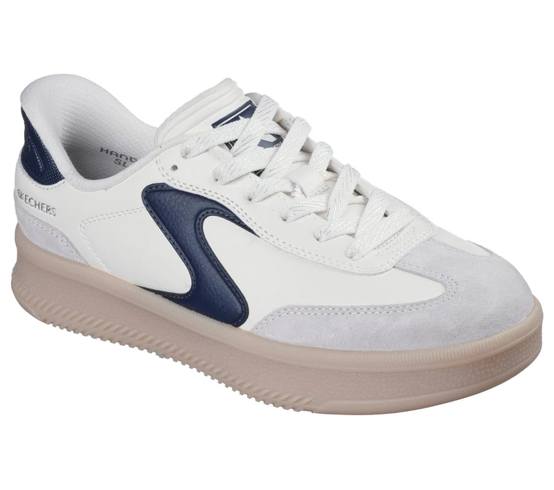 Skechers Women's Hotshot Hi Lifted Luxe Sneaker, Off White Duraleather/Navy Trim, 9 UK