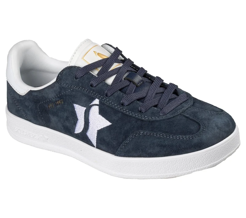 Skechers Women's Academy Court Charm Sneaker, Navy Leather/Trim, 7 UK