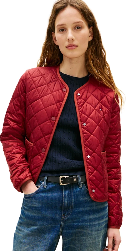 Tommy Hilfiger Women’s Quilted Jacket Padded Water Repellent, Red (Liberty Red), XL