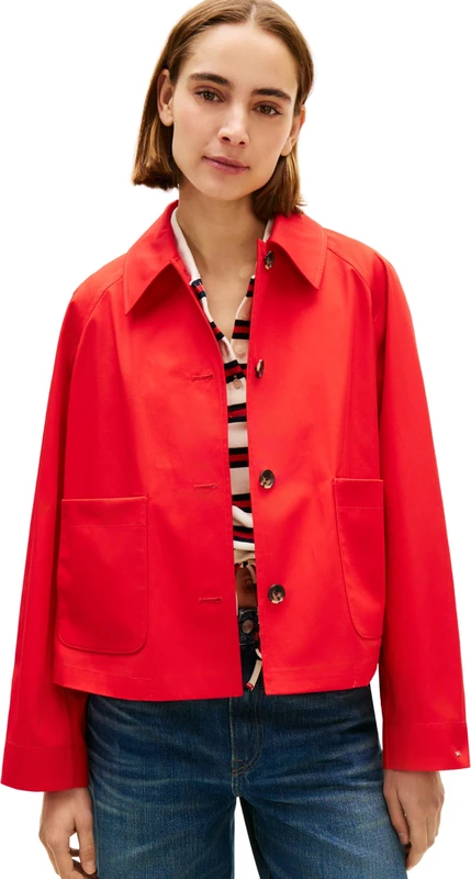 Tommy Hilfiger Women's Cotton Short Jacket WW0WW49585, ORANGE, S