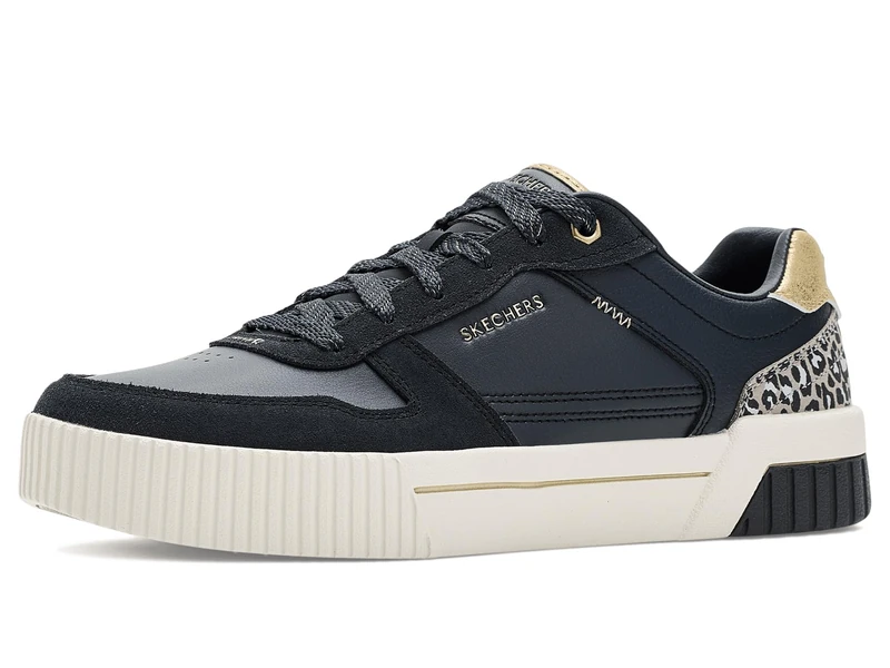 Skechers Women's Jade Lustrous Luxury Sneaker, Black Duraleather/Multi Trim, 4 UK