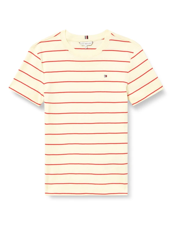 Tommy Hilfiger Women's Slim Cody C-Nk Ss Ww0Ww40587, White, S