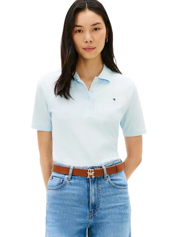 Tommy Hilfiger Women's 1985 Reg Pique Polo Ss Ww0Ww43224, Blue, L