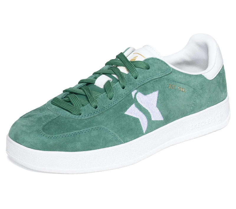 Skechers Women's Academy Court Charm Sneaker, Green Leather/Trim, 9 UK