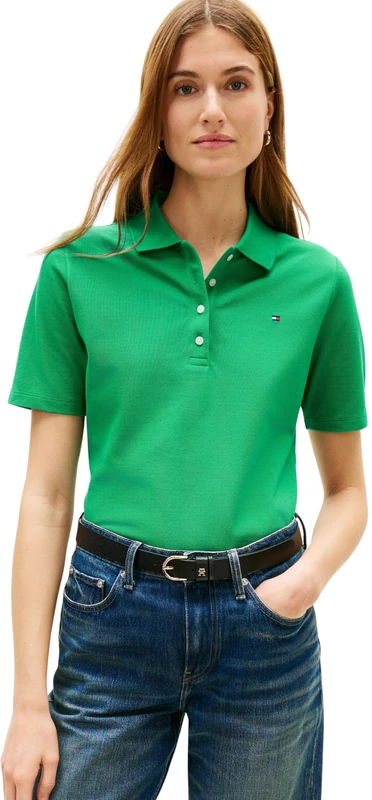 Tommy Hilfiger Women's 1985 Reg Pique Polo Ss Ww0Ww43224, Green, XS
