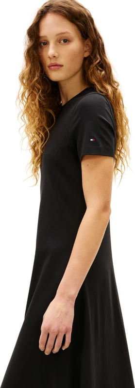 Tommy Hilfiger Women's Dress Interlock Midi in Cotton, Black (Black), XL