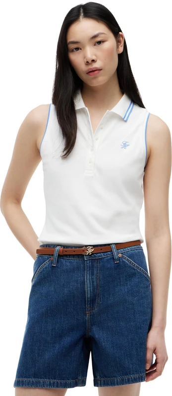 Tommy Hilfiger Women's Swimshop Cotton Polo Ss WW0WW49561, White, XL