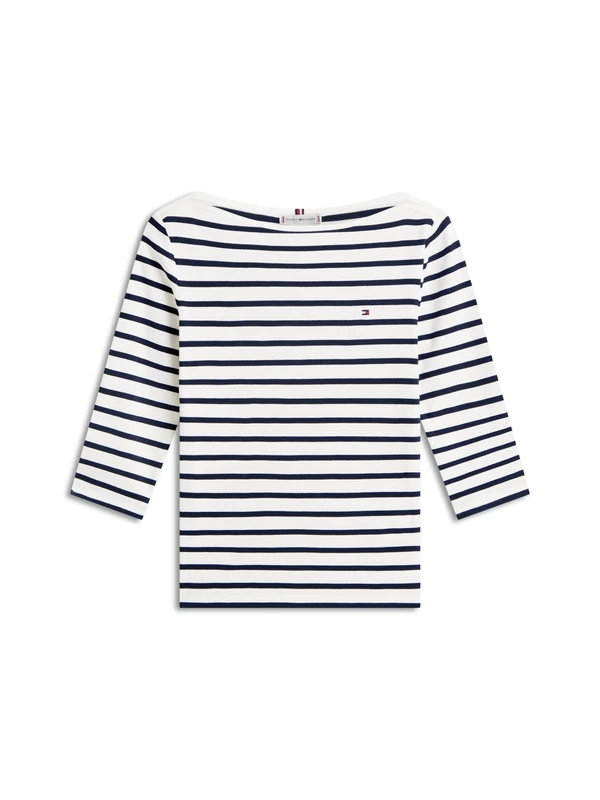 Tommy Hilfiger Women's Slim Cody Boat-Nk 3/4Slv Ww0Ww40589, White, XL