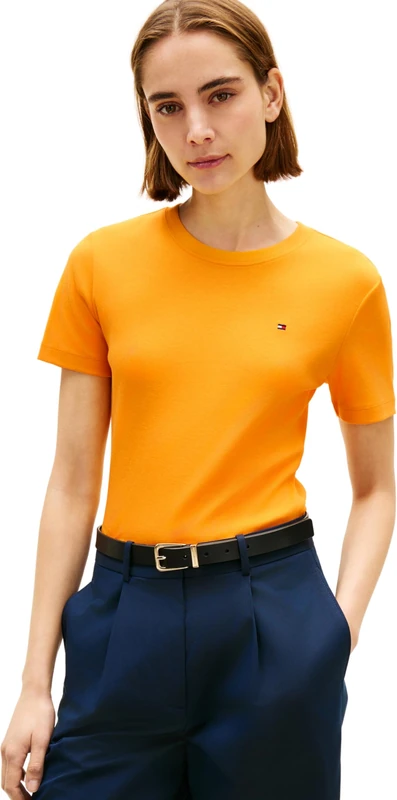 Tommy Hilfiger Women's Slim Cody C-Nk Ss Ww0Ww40587, Orange, S - Image 1