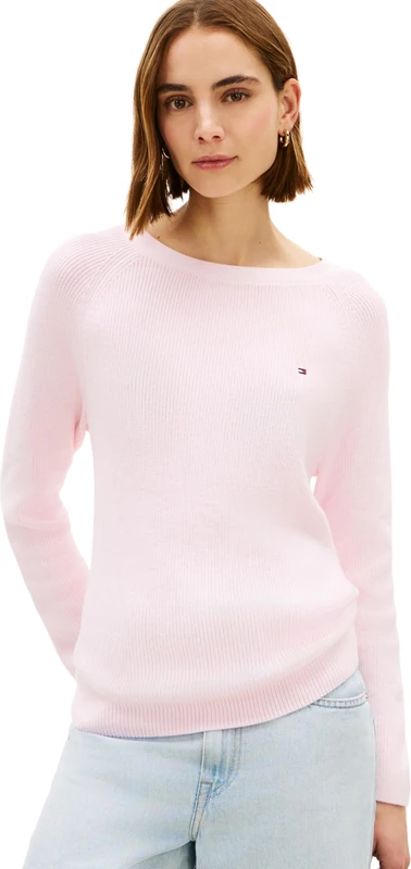 Tommy Hilfiger Women's Co Cardi Fine Gg Ls Boat-Nk SWT Ww0Ww44975, Pink, M