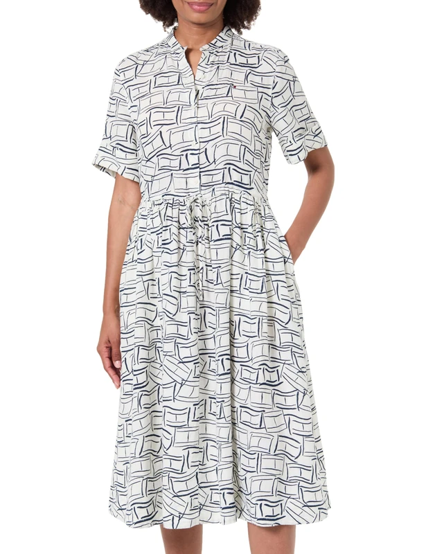 Tommy Hilfiger Women's Ess Linen Midi Ss Shirt Dress WW0WW49633, White, S - Image 1