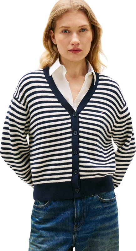 Tommy Hilfiger Women's Co Cardi Ls Cardi WW0WW48464, Blue, M