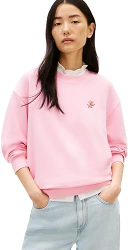 Tommy Hilfiger Women's Th Script Reg Sweatshirt WW0WW48724, PINK, S