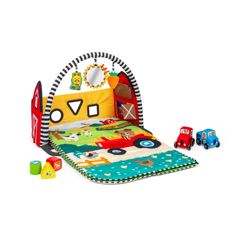 Baby Einstein Farm Explorers Busy Barnyard 4-in-1 Musical Activity Gym, with Shape Sorter, Ages 0 Months to 4+ Years