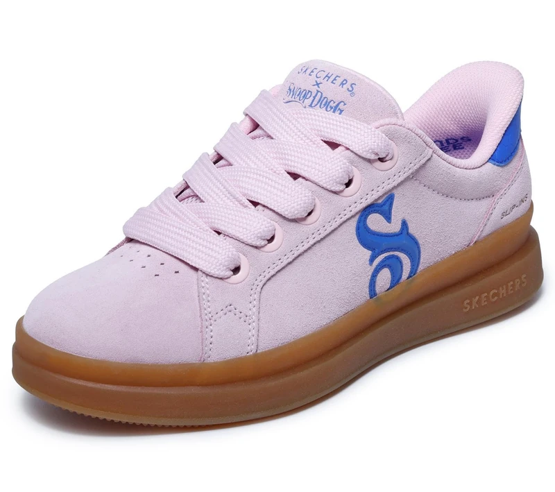 Skechers Women's Courtside Cali Girlz Slip-in Trainers, Pink Suede/Blue Duraleather, 6.5 UK