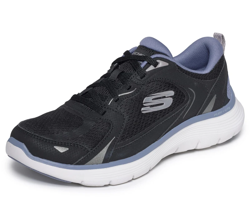 Skechers Women's Flex Appeal 5.0 Retro Rush Sneaker, Black Duraleather/Mesh/Multi Trim, 9 UK