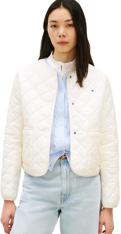 Tommy Hilfiger Women's Lw Padded Reg Quilted Jacket Ww0Ww47290, BEIGE, XS