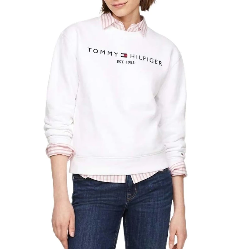 Tommy Hilfiger Women's Corp Logo Mdrn Swtsrt Ww0Ww47831, WHITE, L