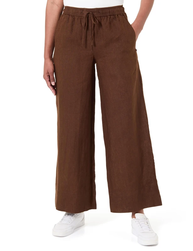 Tommy Hilfiger Women's Ess Linen Pull On Pants WW0WW48970, Brown, S