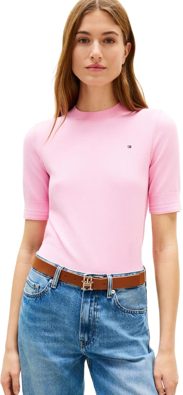 Tommy Hilfiger Women’s Jumper Jersey Short Sleeve, Pink (Rose Petal), M