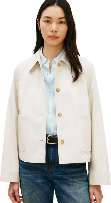 Tommy Hilfiger Women's Cotton Short Jacket WW0WW49585, BEIGE, L