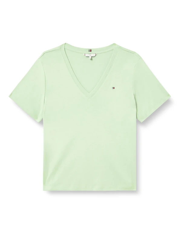 Tommy Hilfiger Women's Slim Cody V-Nk Ss Ww0Ww40584, Green, L