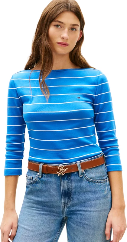 Tommy Hilfiger Women's Slim Cody Boat-Nk 3/4Slv Ww0Ww40589, Blue, M